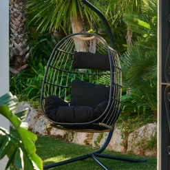 BAZAI Cadeira Pendente Com Suporte Preto