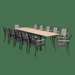 ETHAN Mesa Extensível Preto, Natural