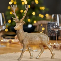 GOLD DEER Decoração Em Pé Dourado