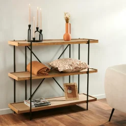 MAINE Estante De Parede Preto, Natural