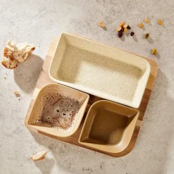 MAKSU Conjunto Tapas 4 Peças Castanho, Natural, Verde-oliva, Areia