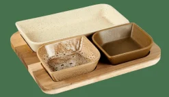 MAKSU Conjunto Tapas 4 Peças Castanho, Natural, Verde-oliva, Areia