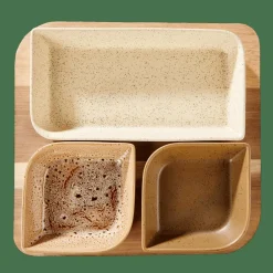 MAKSU Conjunto Tapas 4 Peças Castanho, Natural, Verde-oliva, Areia