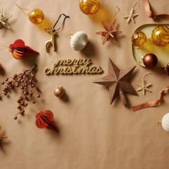 MERRY XMAS Decoração Em Pé Dourado