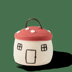 PAULUS Cesto De Arrumação Com Tampa Vermelho, Natural