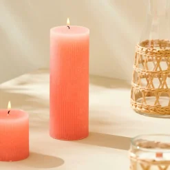 RUSTIC Velas Conjunto De 3 Verde, Creme, Roxo Claro