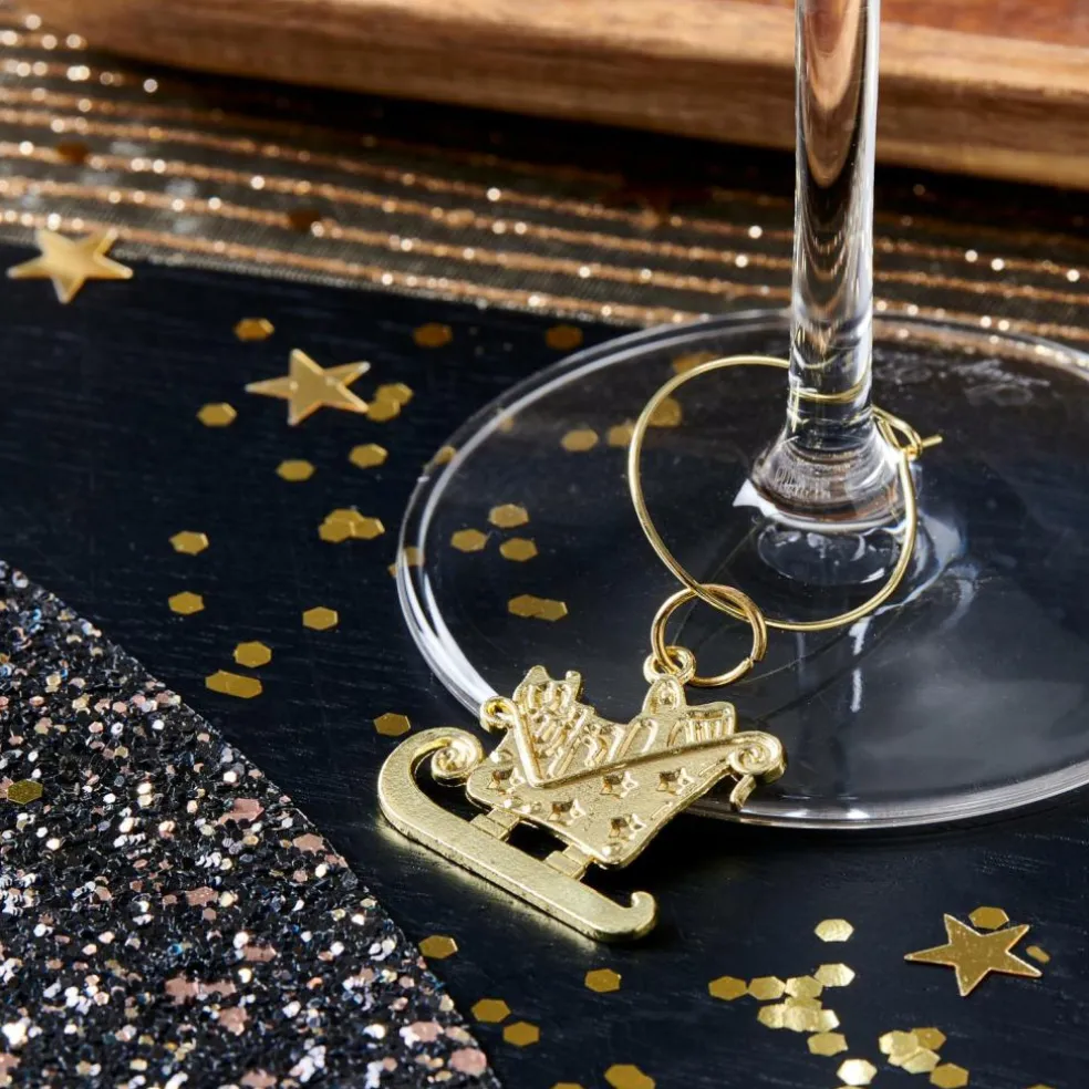 X-MAS GLAM Marcadores De Copo Conjunto De 6 Dourado