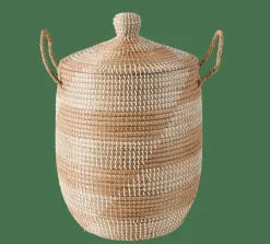 YASMINE Cesto Luxuoso Com Tampa Branco, Natural